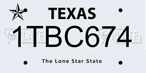 1TBC674 Texas License Plate