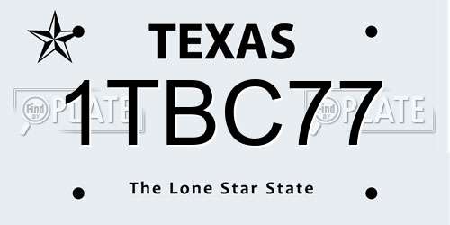 1TBC77 Texas License Plate