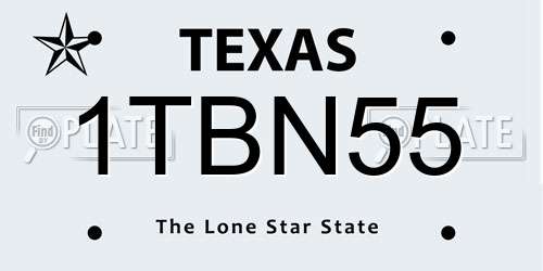 1TBN55 Texas License Plate
