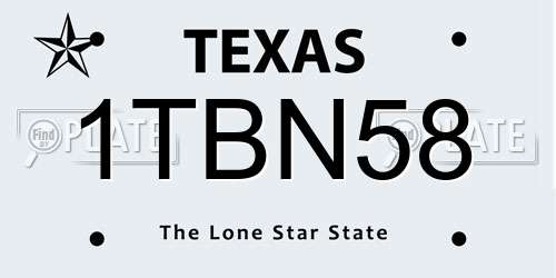 1TBN58 Texas License Plate