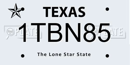 1TBN85 Texas License Plate