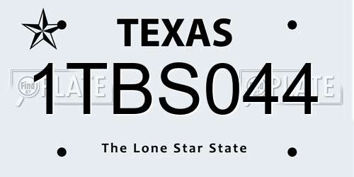 1TBS044 Texas License Plate