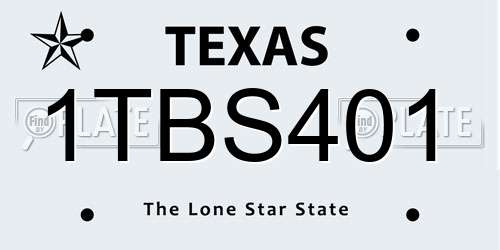 1TBS401 Texas License Plate