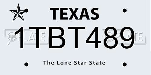 1TBT489 Texas License Plate
