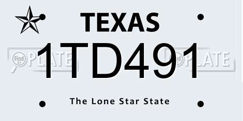 1TD491 Texas License Plate