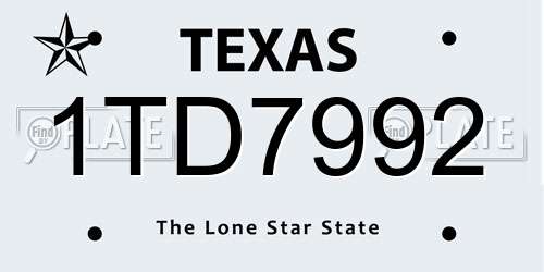 1TD7992 Texas License Plate