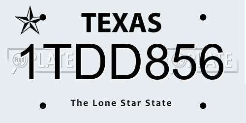 1TDD856 Texas License Plate