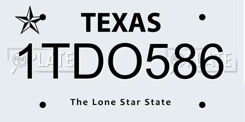 1TDO586 Texas License Plate