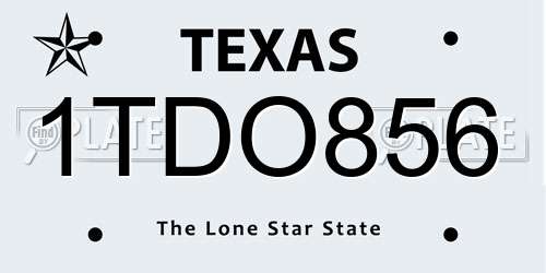 1TDO856 Texas License Plate