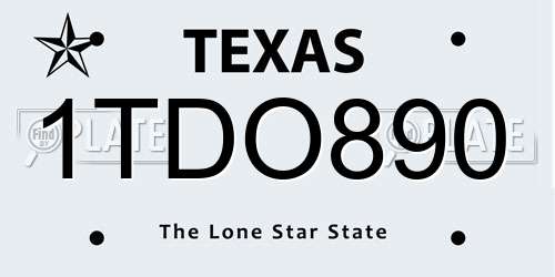 1TDO890 Texas License Plate