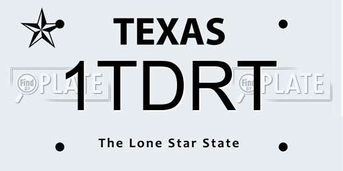 1TDRT Texas License Plate