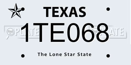 1TE068 Texas License Plate