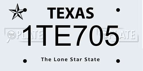 1TE705 Texas License Plate