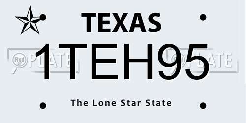 1TEH95 Texas License Plate