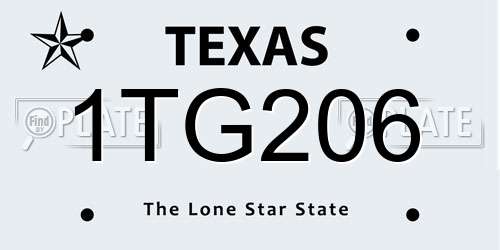 1TG206 Texas License Plate