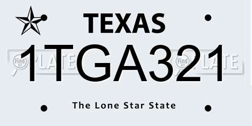 1TGA321 Texas License Plate