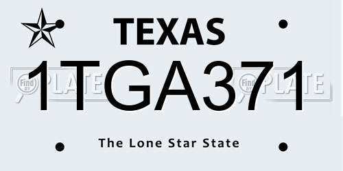 1TGA371 Texas License Plate