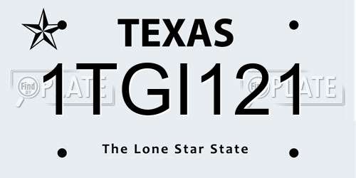 1TGI121 Texas License Plate