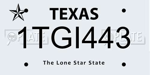 1TGI443 Texas License Plate