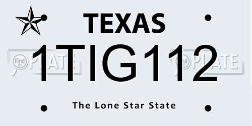 1TIG112 Texas License Plate