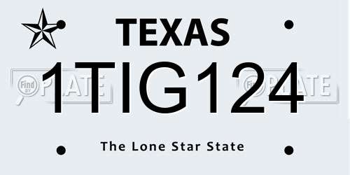 1TIG124 Texas License Plate