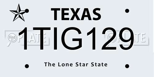 1TIG129 Texas License Plate