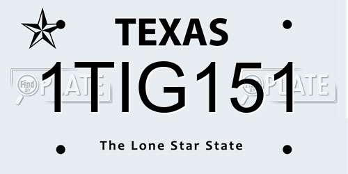 1TIG151 Texas License Plate