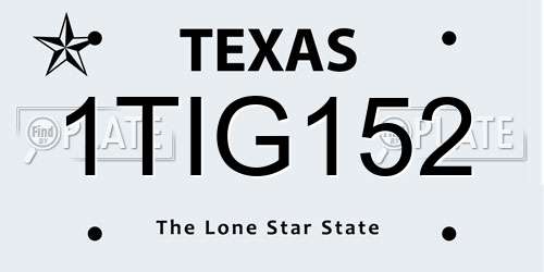 1TIG152 Texas License Plate