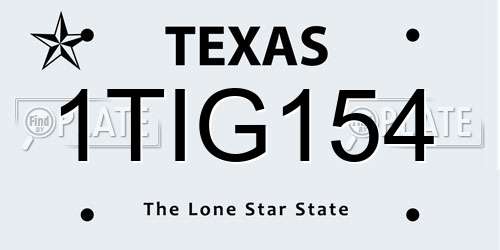 1TIG154 Texas License Plate