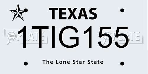 1TIG155 Texas License Plate