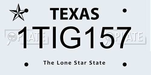 1TIG157 Texas License Plate