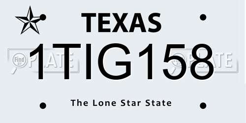 1TIG158 Texas License Plate
