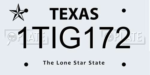 1TIG172 Texas License Plate