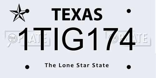 1TIG174 Texas License Plate