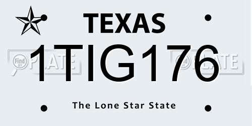 1TIG176 Texas License Plate