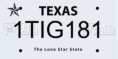 1TIG181 Texas License Plate