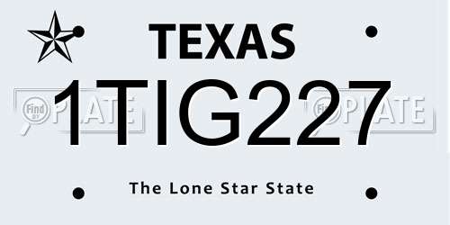 1TIG227 Texas License Plate