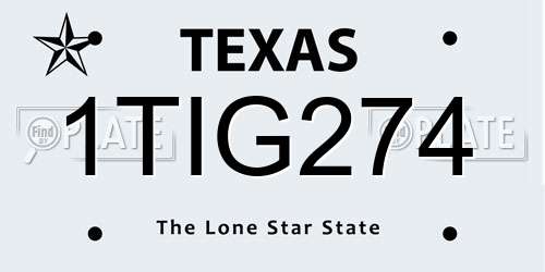 1TIG274 Texas License Plate