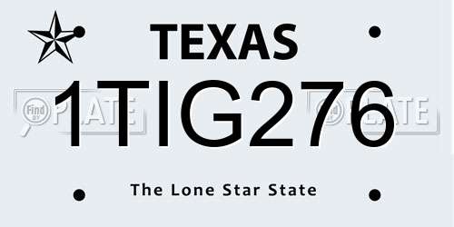 1TIG276 Texas License Plate