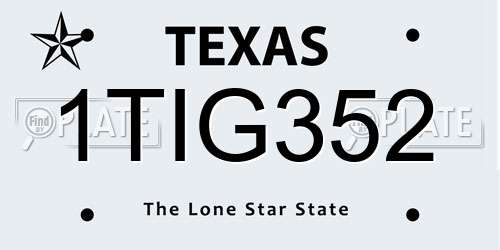 1TIG352 Texas License Plate