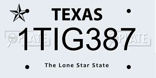 1TIG387 Texas License Plate