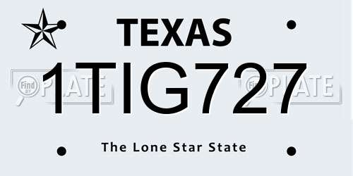 1TIG727 Texas License Plate