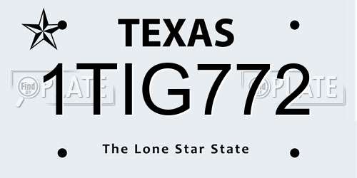 1TIG772 Texas License Plate