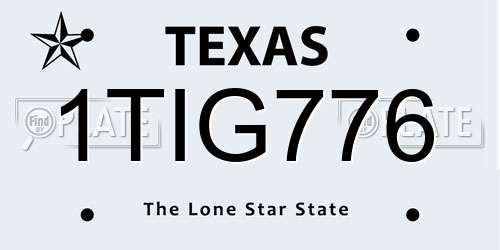 1TIG776 Texas License Plate