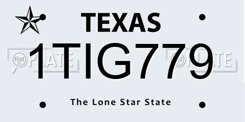 1TIG779 Texas License Plate