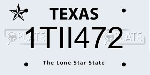 1TII472 Texas License Plate
