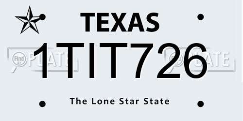1TIT726 Texas License Plate