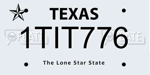 1TIT776 Texas License Plate