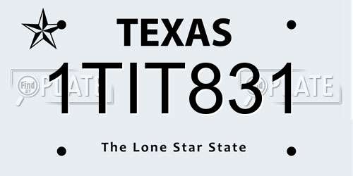 1TIT831 Texas License Plate