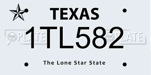 1TL582 Texas License Plate